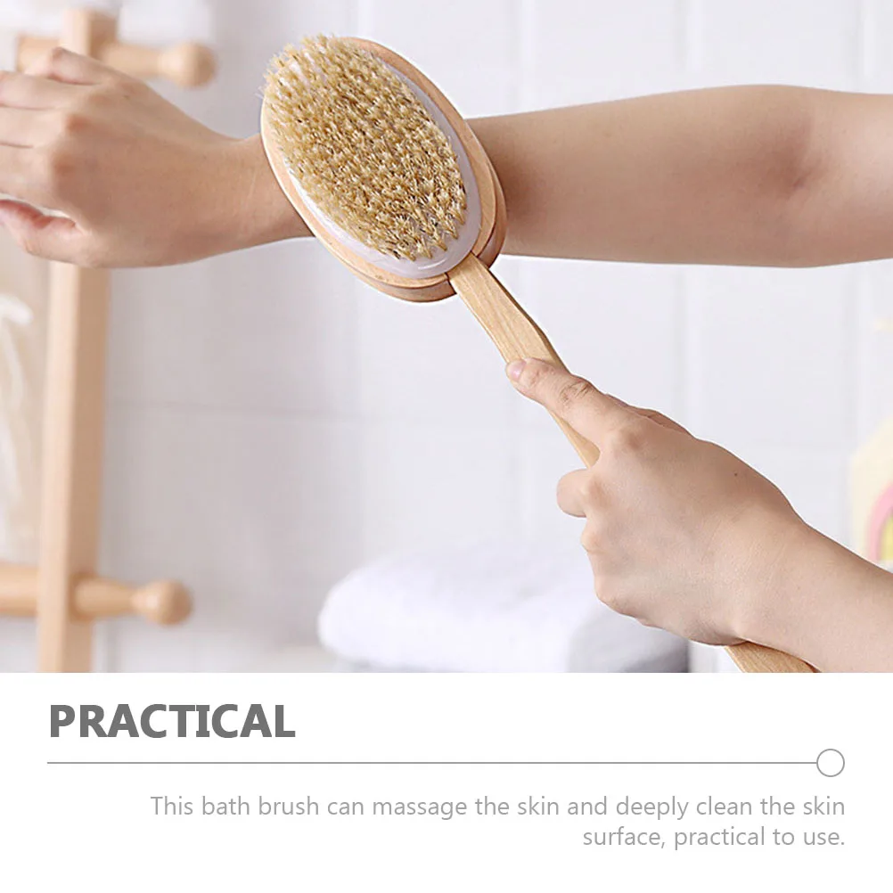 

Wooden Bathing Scrubber Long Handle Shower Brush Back Cleaner Two Sided Bath Tool Lotion Applicator Body Exfoliating Brush
