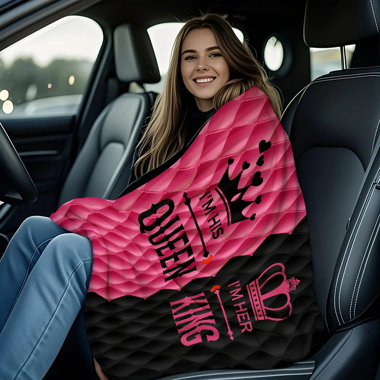 الملك الملكة زوجين الفانيلا بطانية رومانسية تاج القلب طباعة بطانية متعددة الوظائف المنزل التخييم السفر هدية مثالية للعشاق