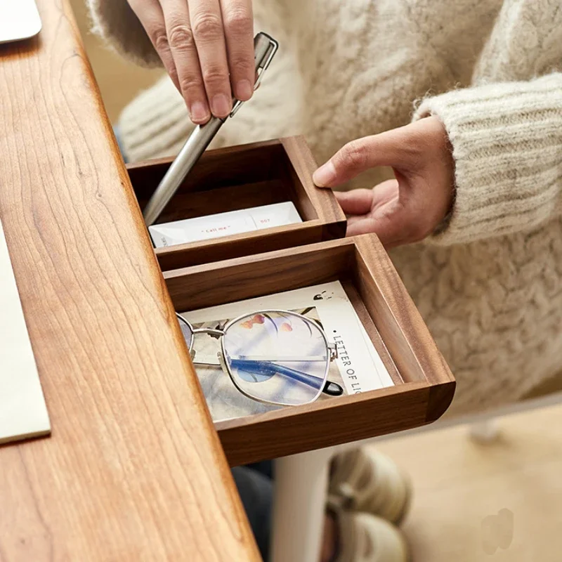 Office desk storage tool drawer, pen box, invisible miscellaneous small box, wooden creative pull-out style