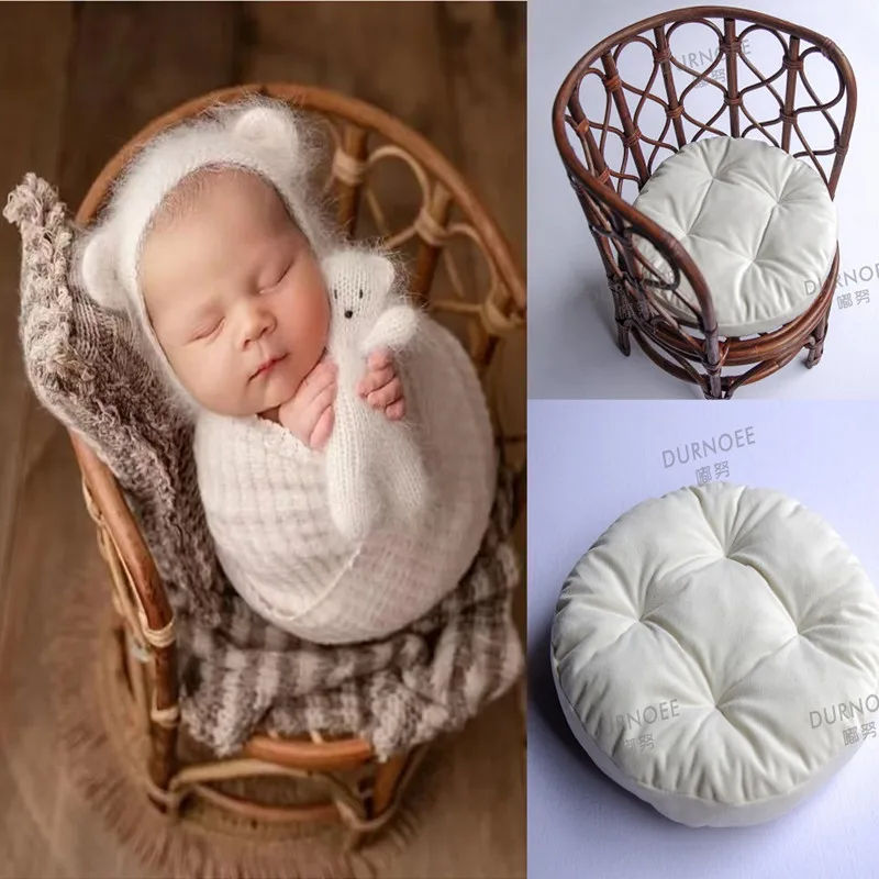 

Baby Chair Newborn Photography Props Retro Basket Baby Photography Mat Infant Pose Cushion Shooting Studio Accessories