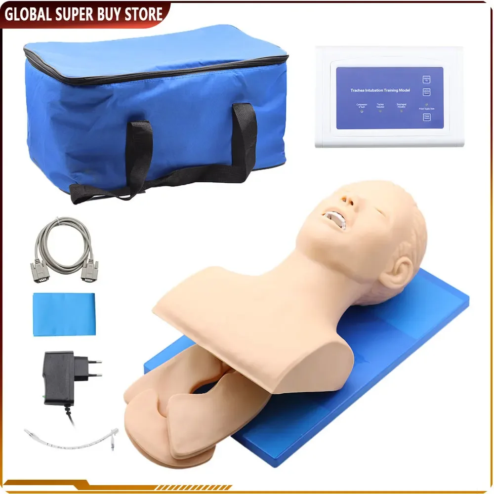 Endotracheal Intubation Human Model 220V Oral Nasal Intubation Airway Managment Trainning Aid Kit for Education/Practice/Study