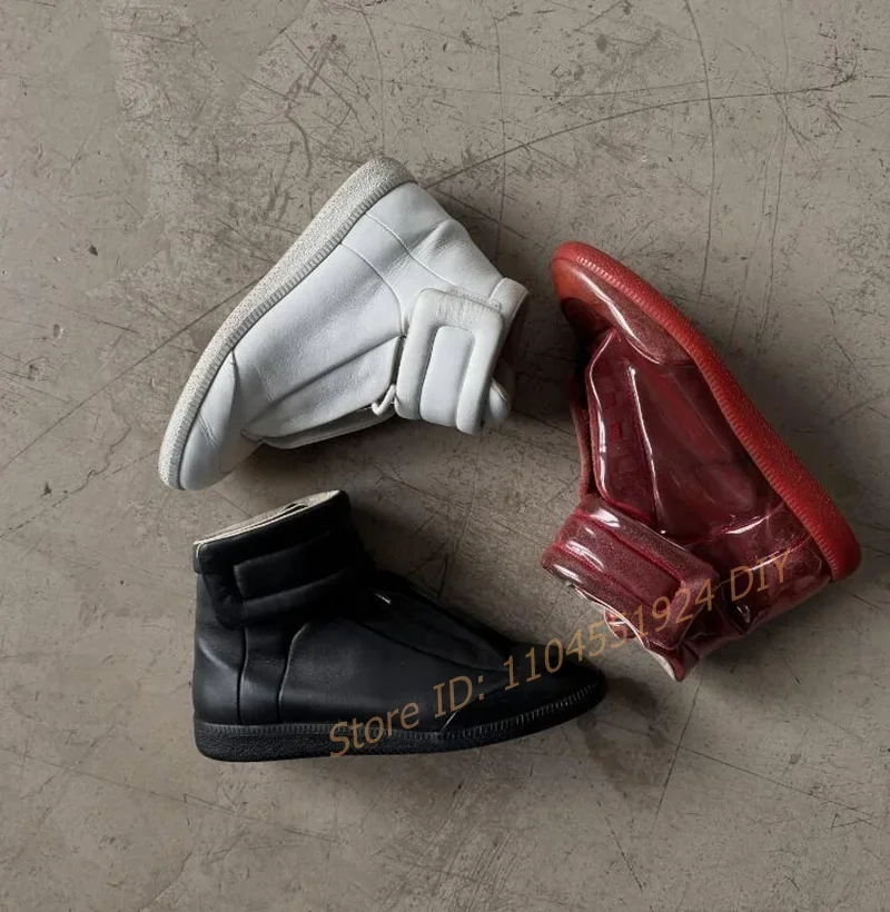 أحذية رياضية جلدية عالية الجودة مع حزام تثبيت - أحذية رياضية للحفلات المسائية للرجال للأنشطة الخارجية أحذية كاجوال يومية Zapatillas #1