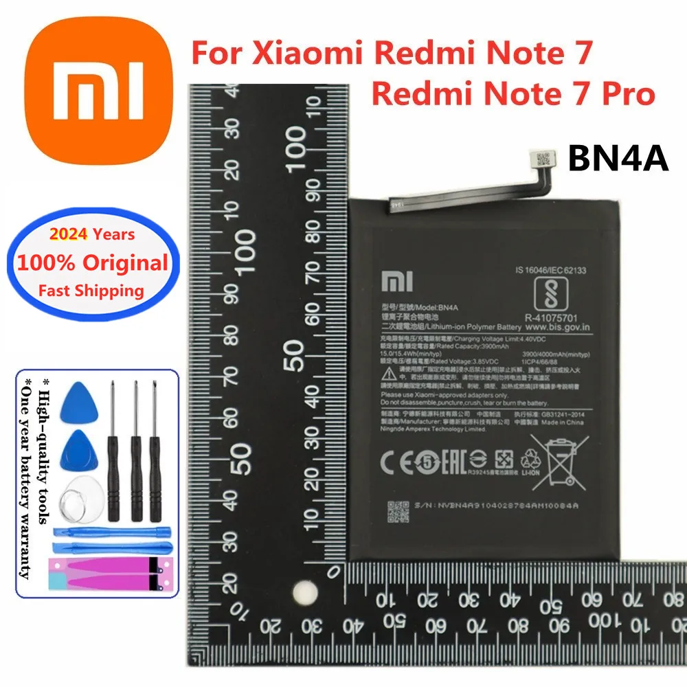 BN4A Bateria Original para Xiaomi, Redmi Note 7, Note 7 Pro, M1901F7C, 4000mAh, Bateria do Telefone, Transporte Rápido, Ferramentas, 2024 Anos