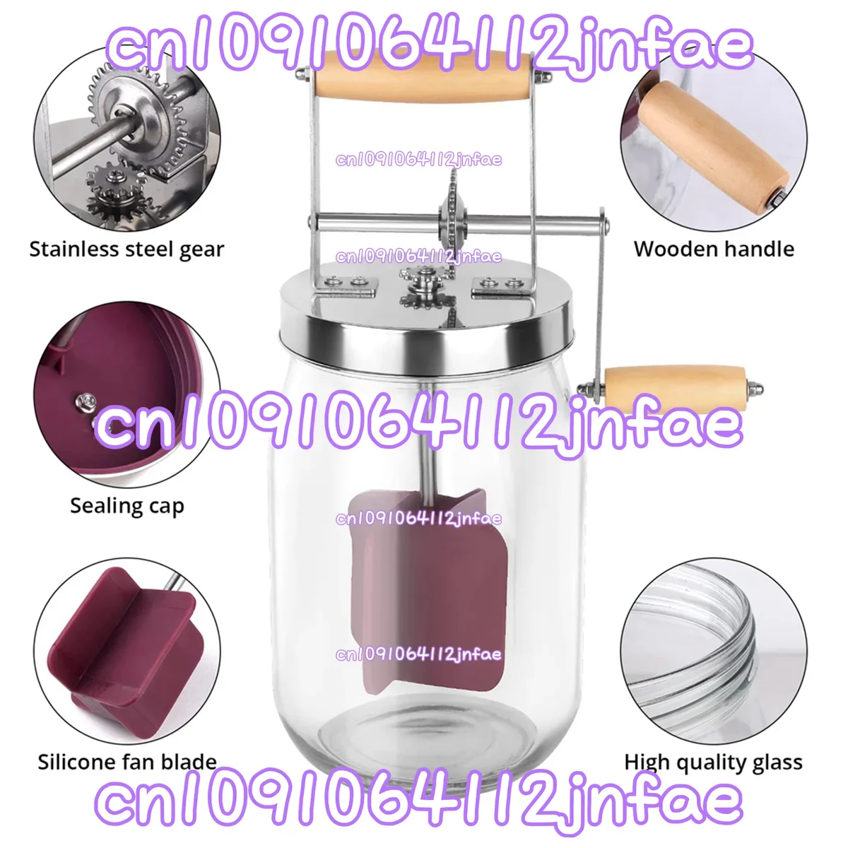 1.5-Liter Stainless Steel Manual Grease Mixer with Wooden Handle Gear Shaker for Kitchen 2025 New Model