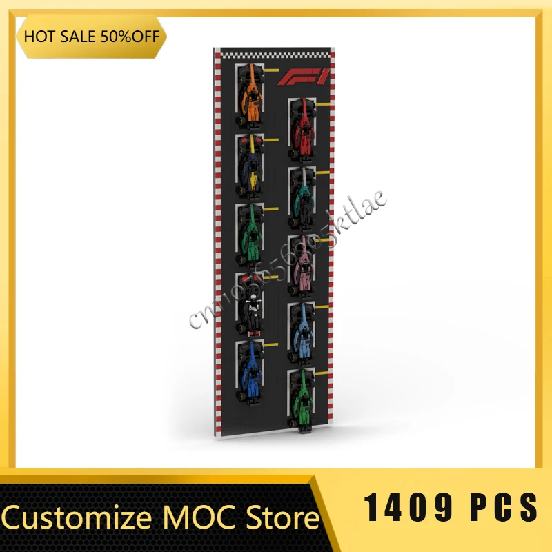 

New 1409 PCS MOC Racing Competition Grid Display Building Blocks Technique Racing Creative Garage Brick Toys Gifts For Children