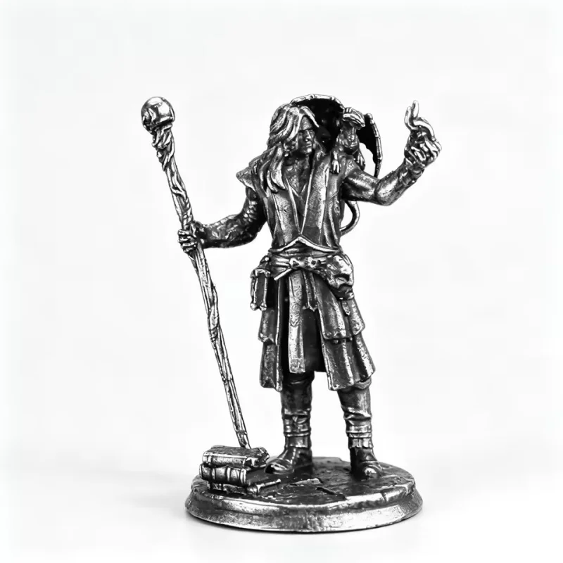 Dark Abyss Wizard White copper Underground City Warrior Model Desktop Ornament Set Unpainted Miniature Men's Collectible Gift