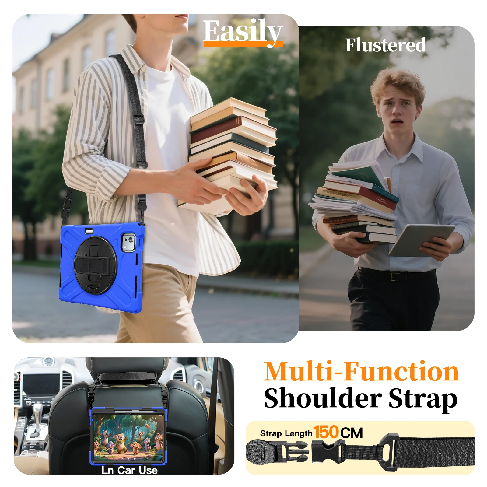 

Heavy Duty Protective Case for Xiaomi Pad 6S Pro 12.4 inch Pad 7S Pro 12.5" 2025 PC + Silicone Tablet Cover with Shoulder Strap