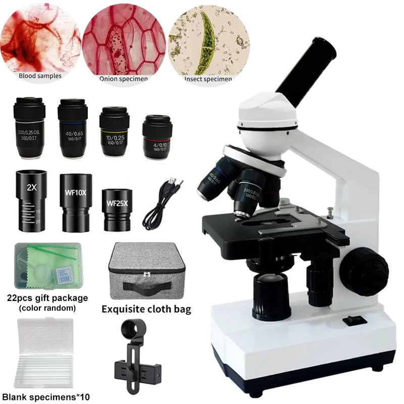 Compound Microscope with 40X-5000X, Dual-Deck Mechanical Stage & Abbe Condense,For Education, Biology, Research, Biology