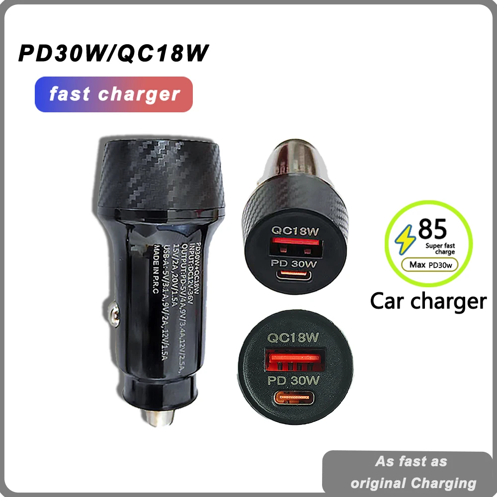 

Car Charger Quick Charge Type C USB Smart Ports usb car charger adapter QC18W and PD30W Portable For iPhone Android