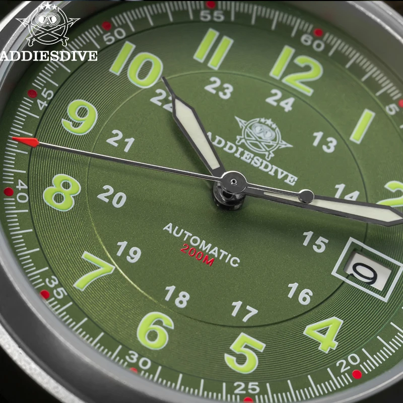 Addiesdive DRESS NH35A الياقوت التلقائي ساعة ميكانيكية 39 مللي متر موضة ساعات رجالية 200 متر الغوص مقاوم للماء مضيئة ساعة اليد