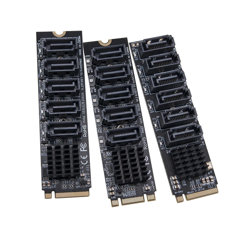 Adapter M2 do SATA M.2 NGFF NVME do SATA3.0 Karta rozszerzeń B+M Key M-Key do 5/6 portów SATA3.0 6Gbps Controller Riser dla HDD SSD
