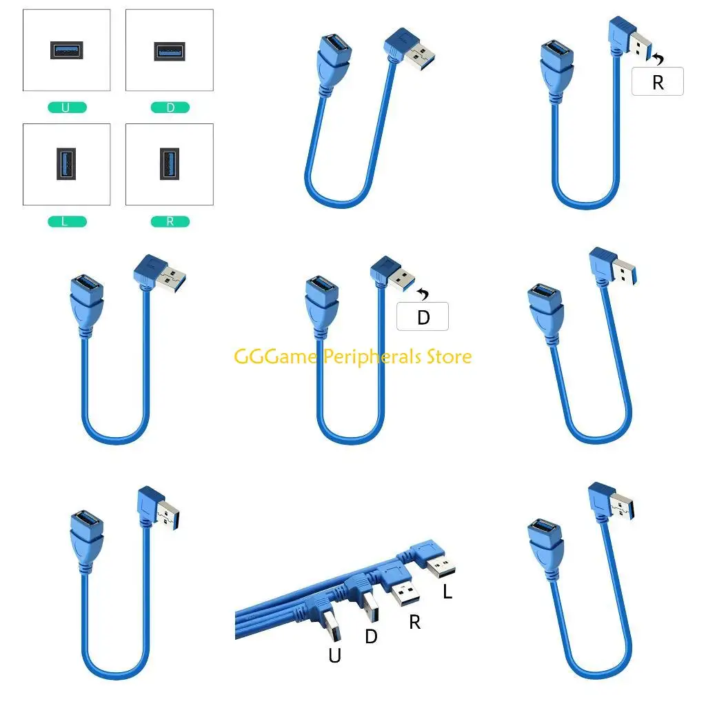 U55b super rápido extensão usb com ângulo direito e esquerdo 90 graus um macho para fêmea para laptop usb disco