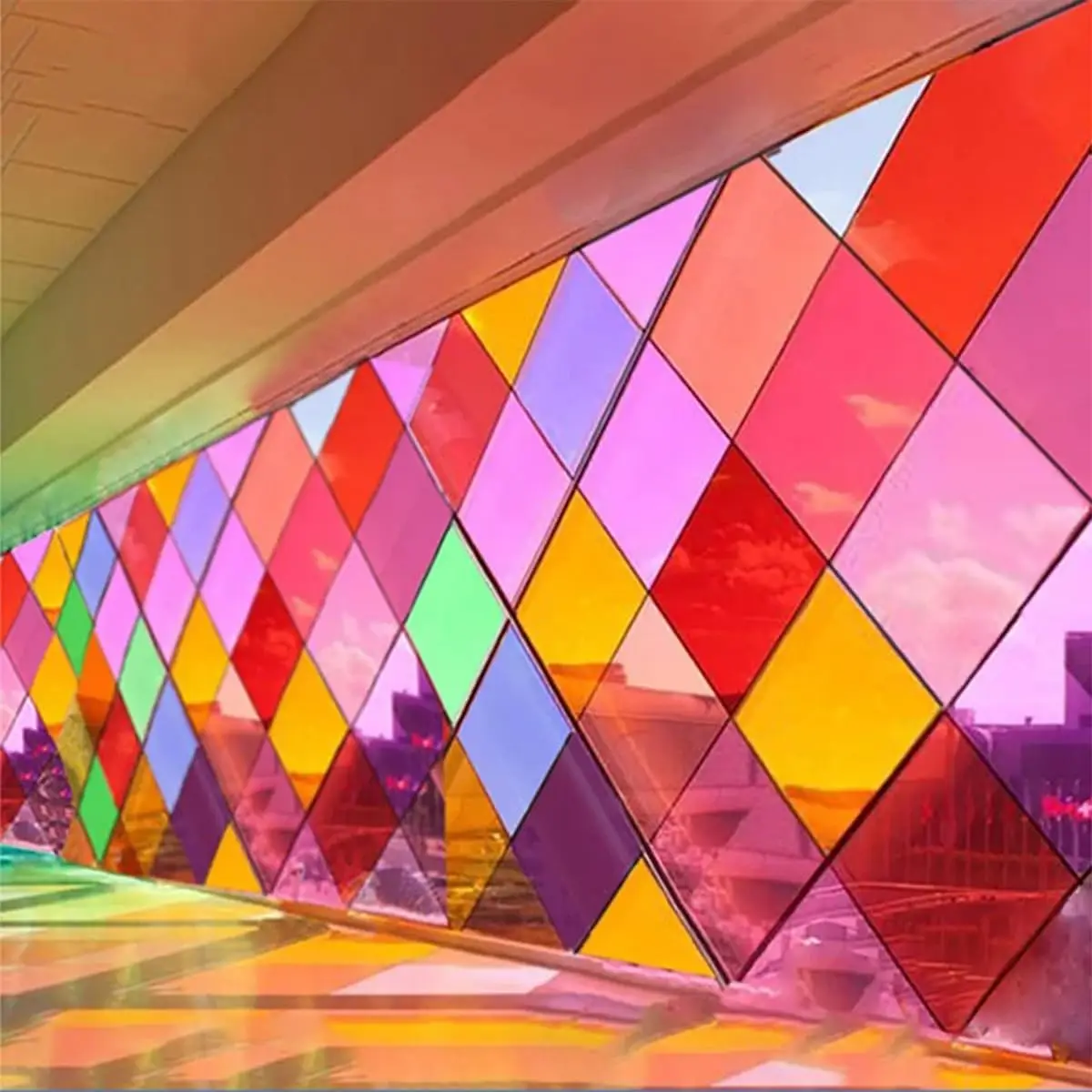 قوس قزح نافذة ملصق لاصق الفينيل مقاوم للانفجار الشمس حجب الديكور Raamfolie لزجاج نافذة الباب التقسيم #3