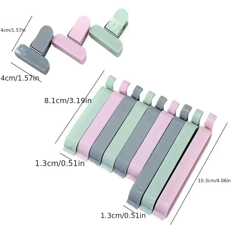 12pcs Food-Safe Plastic Bag Sealing Clips Set Anti-Oxidation Snack Clamp Sealer for Freshness Preservation