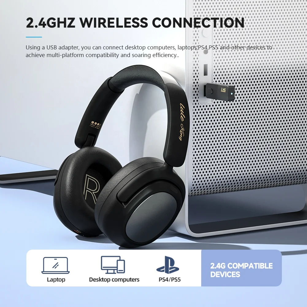 ANC Noise Cancelling Wireless Headphone fones de ouvido Ultra-low Latency Transparency Mode Over-ear High-end Earphone Headset