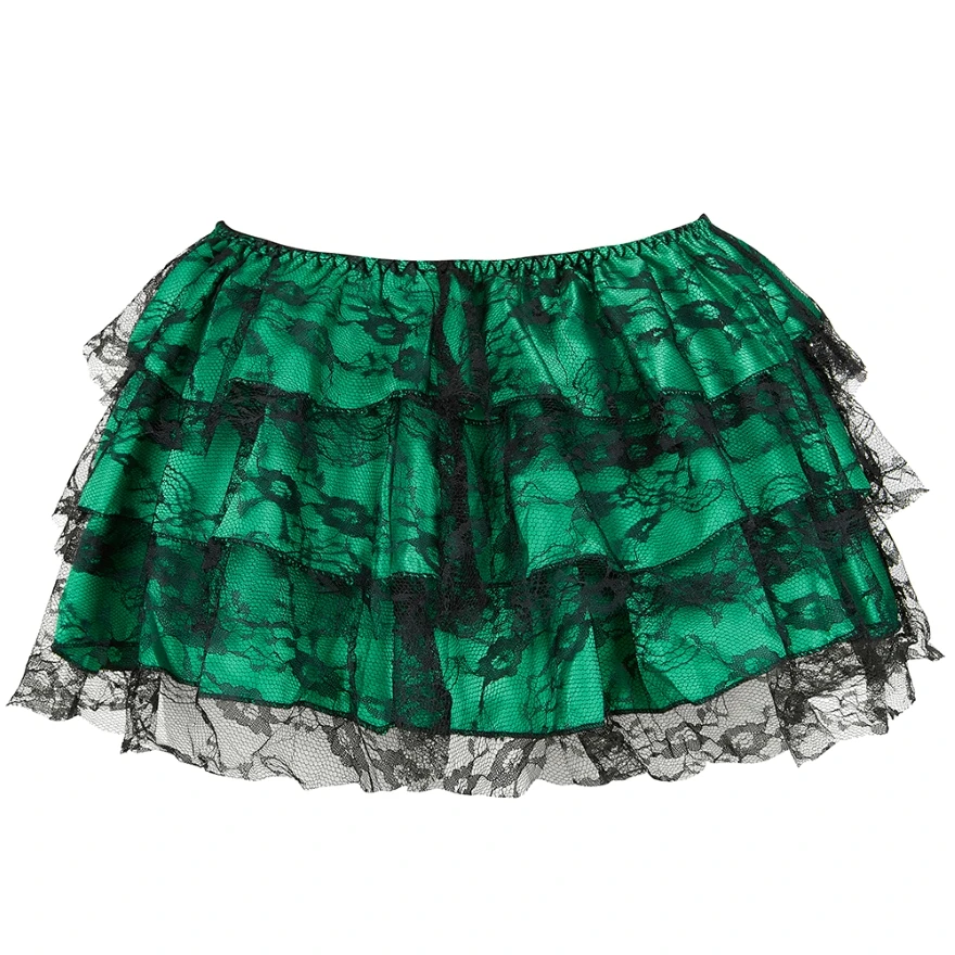 Women Sexy Floral Lace Mesh Tulle Mini Pleated Skirt Layered Ruffled Skirt Showgirl Party Fashion Dance Skirts Match Corsets