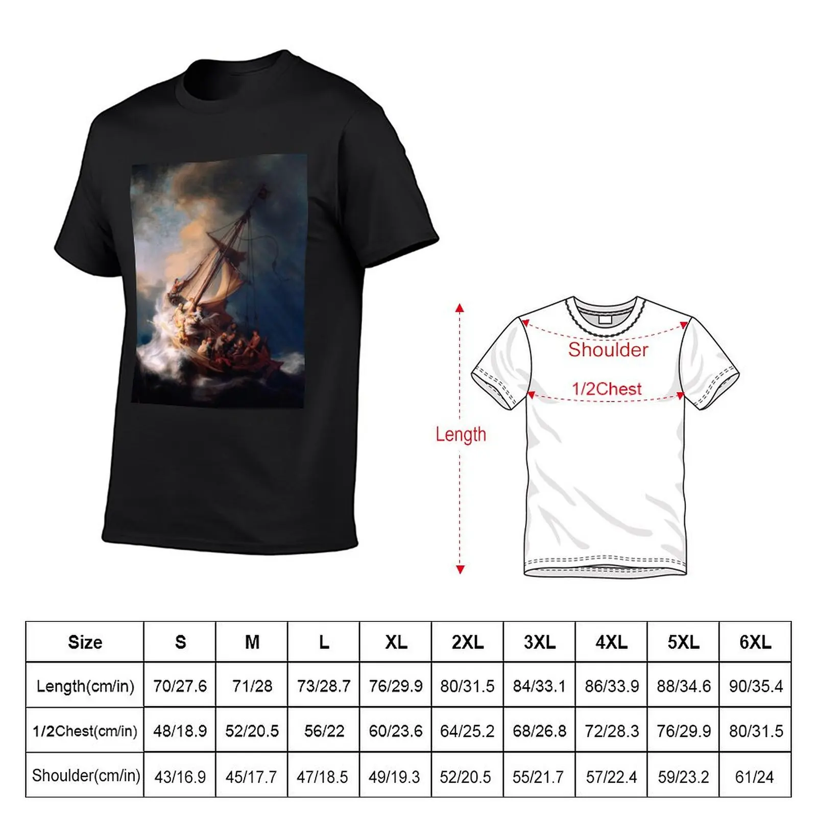 Rembrandt - Christ in the Storm on the Sea of Galilee T-Shirt anime vintage clothes for a boy slim fit t shirts for men