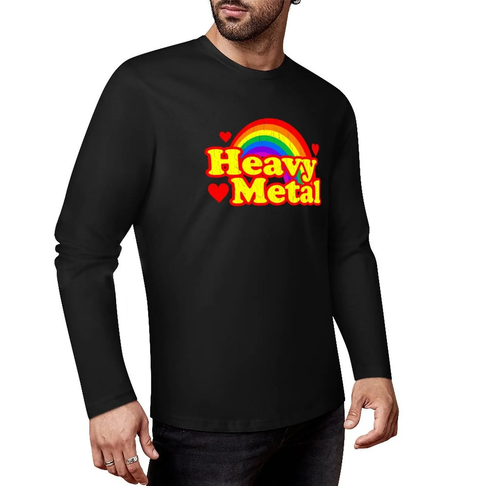 Funny Heavy Metal Rainbow Long T-Shirt black t shirts kawaii clothes Aesthetic clothing mens champion t shirts