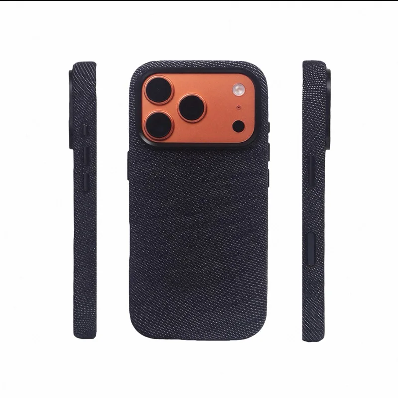 

For MagSfae Luxury Business Denim Phone Case For iPhone 17 Pro 16 Pro Max With Camera Button Wireless Charging Shockproof Cover