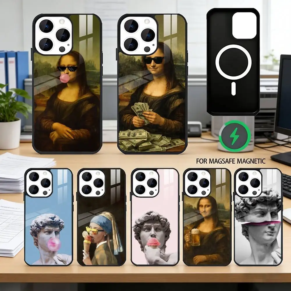 

Aesthetic Funny David Mona Lisa-a Phone Case For iPhone17,16,15,14,13,12,11 Plus,Pro Magnetic For Magsafe Wireless Charging