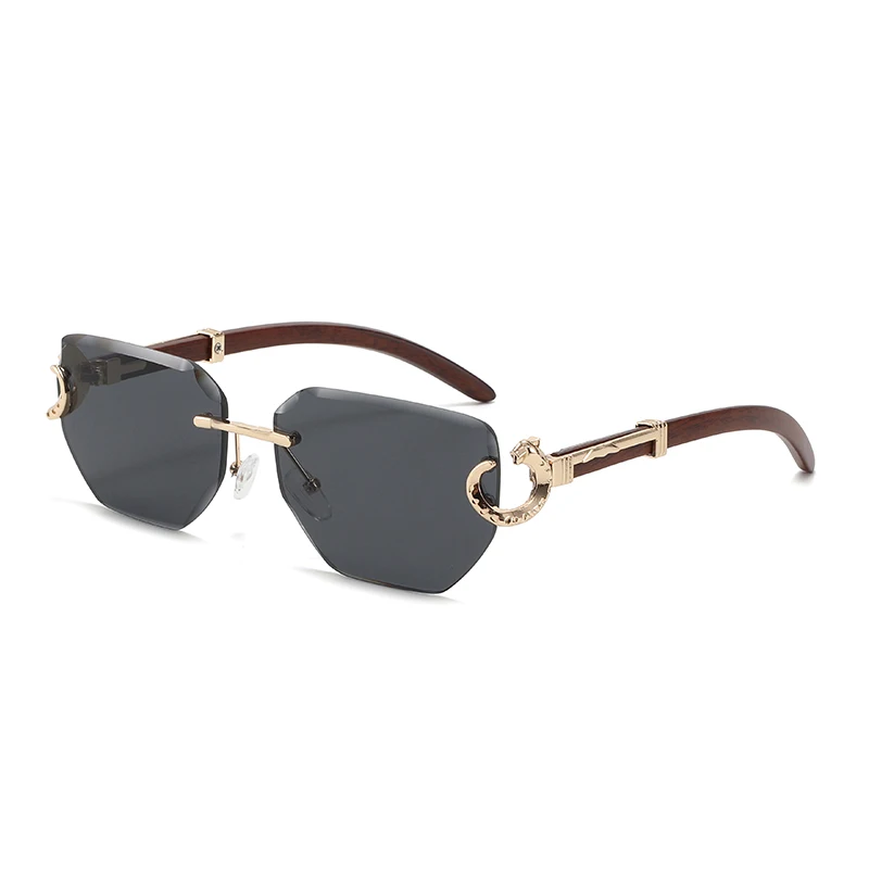 Modische randlose Cat-Eye-Sonnenbrille für Damen, klassische Leoparden-Sonnenbrille, beliebte einfache Sonnenbrille mit kleinem Rahmen, Outdoor-Accessoire, Brillen