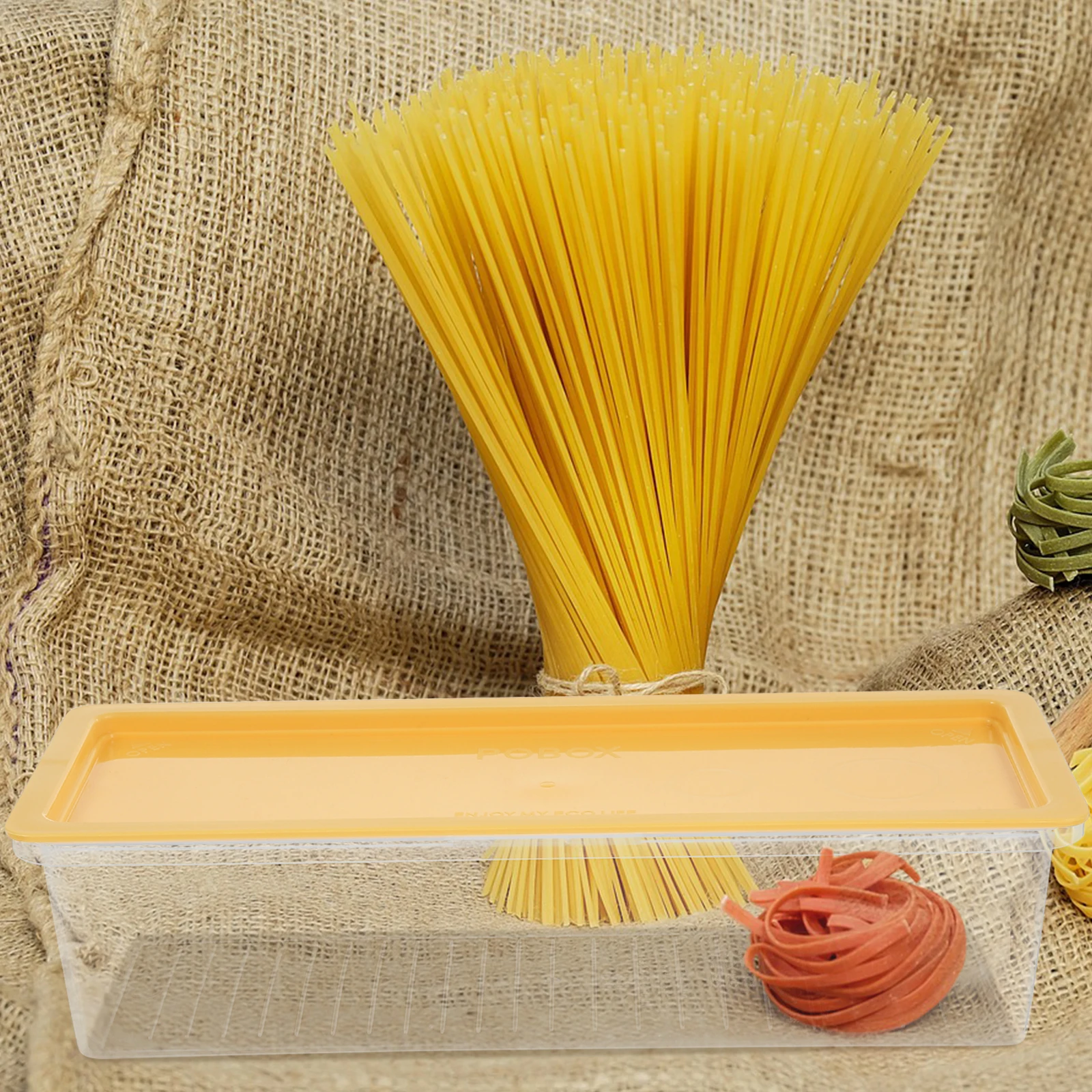 1pc Pasta Storage Containers Transparent Reusable Spaghetti Box Lid Fridge Noodle Keeper Food Organizer Kitchen Preservation