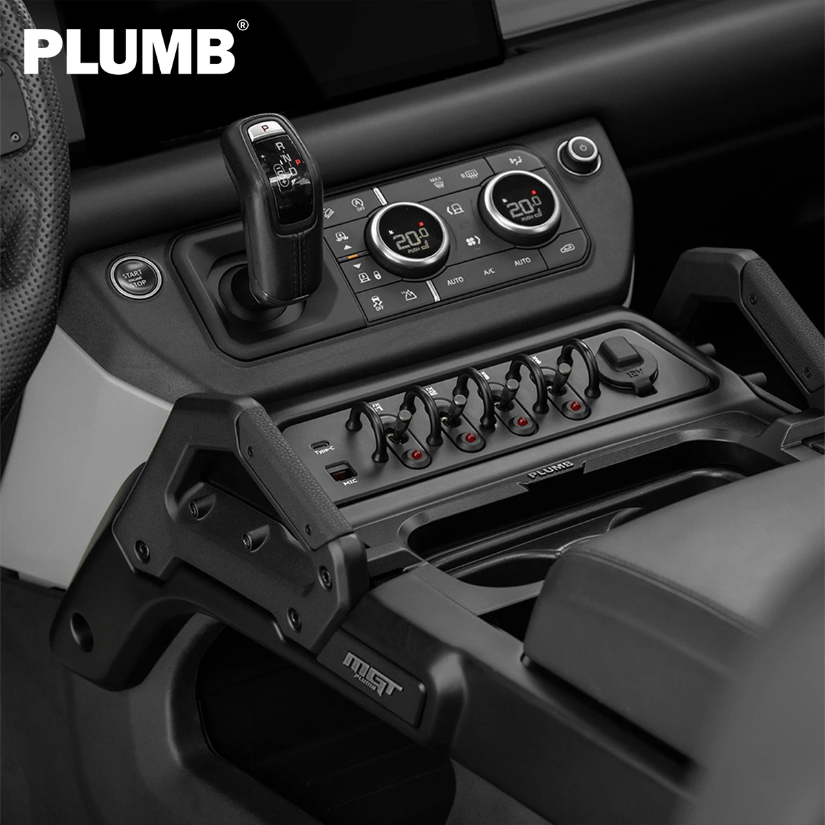 

PLUMB-MGT 4-AUX Switch Control Panel Console - Off-Road Accessory Integration for Land Rover Defender 90/110/130