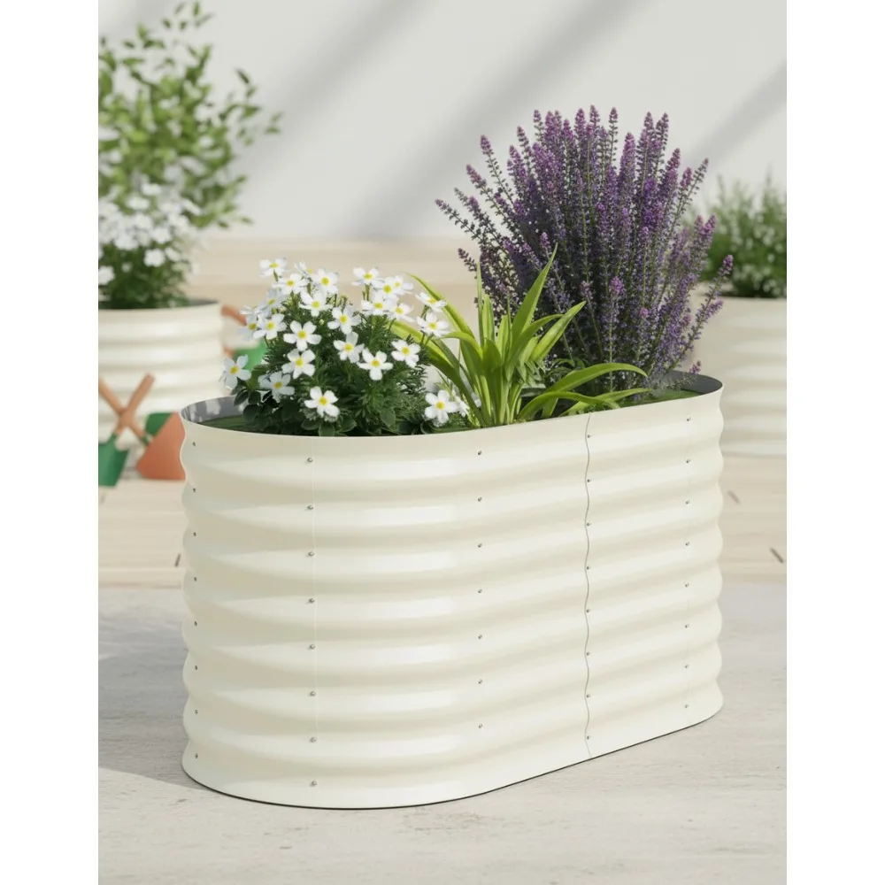 

4x2x2 ft Galvanized Raised Garden Bed, Easy Assembly Planter Box for Vegetables Fruits Flowers Outdoor