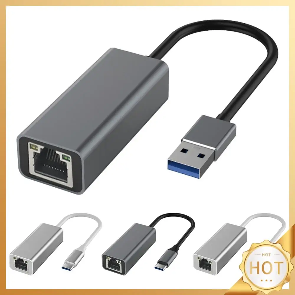 유선 LAN 어댑터, 알루미늄 합금 C타입-RJ45 기가비트 이더넷 C타입-이더넷 어댑터, 데스크탑 네트워크 카드, 10, 100, 1000Mbps