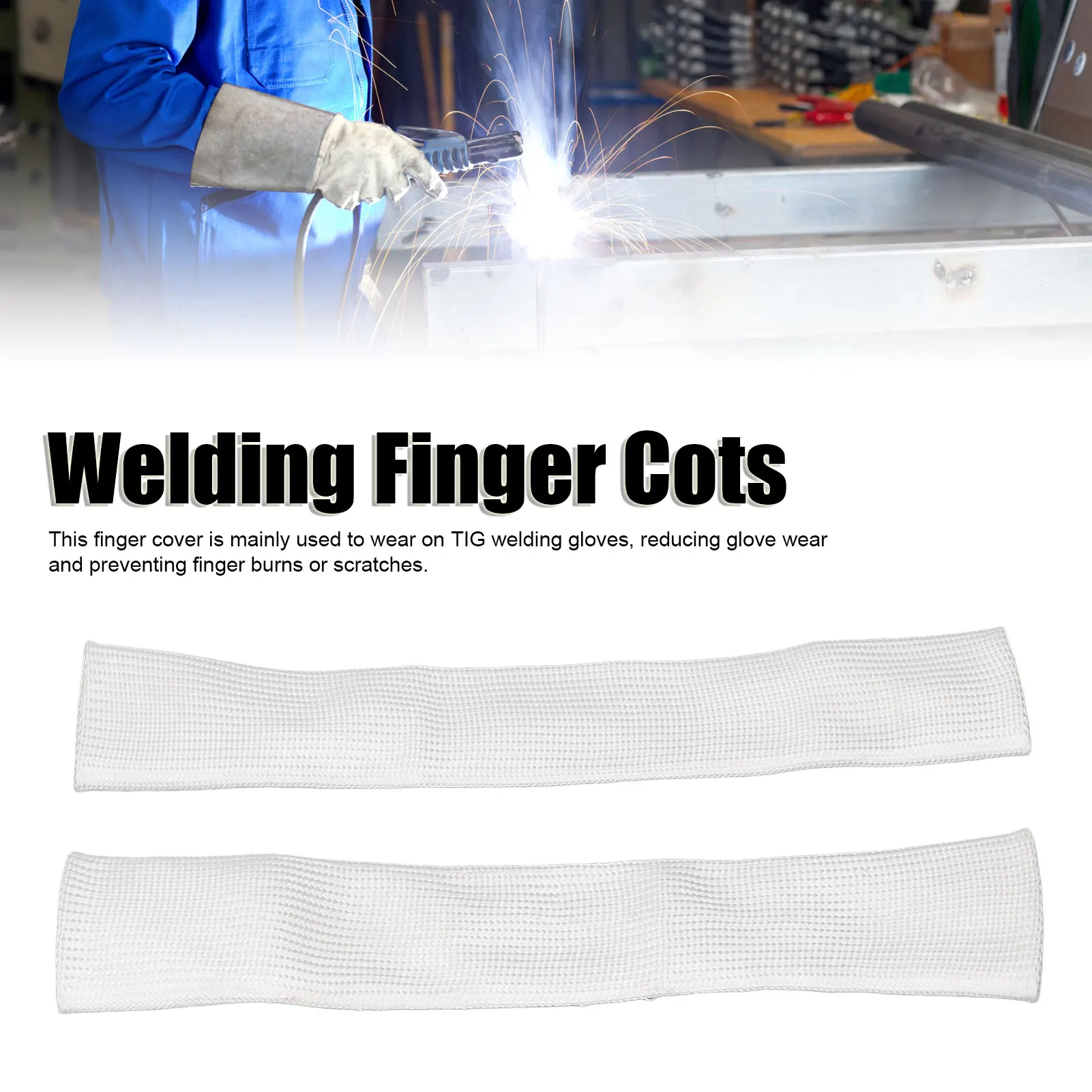 

ZK30 2PCS Glass Fibre Finger Cots Thermal Insulation Finger Covers TIG Welding Fingertip Protector XL L Size glove