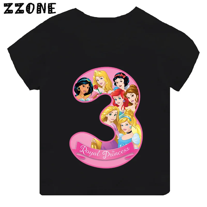 مختلف الأميرة سندريلا عدد طباعة الفتيات الملابس 1 2 3 4 5 6 7 8 9 سنوات عيد ميلاد الاطفال التي شيرت طفل الفتيان الأطفال تي شيرت