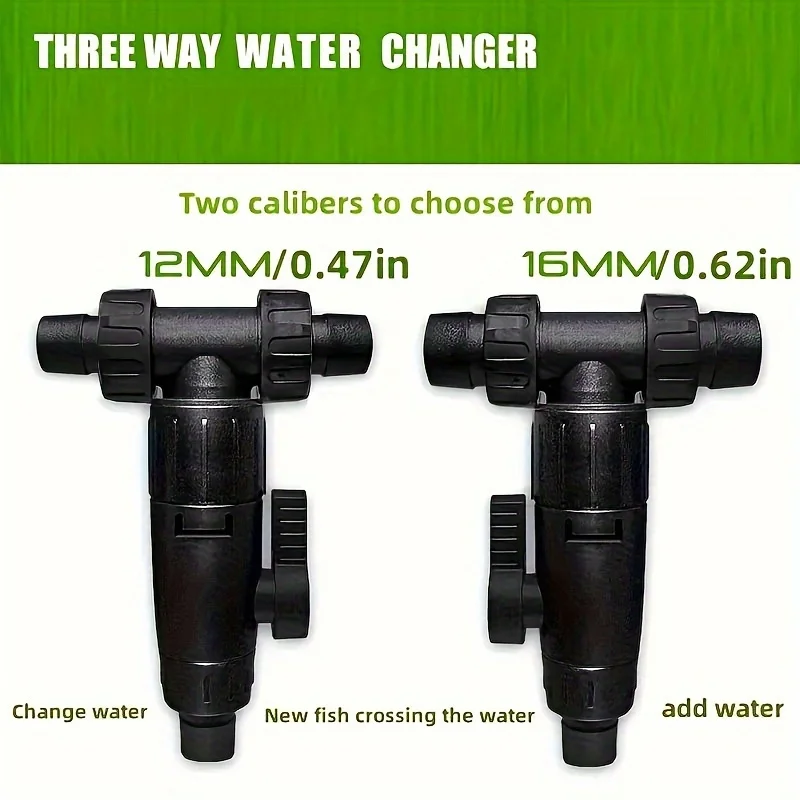 Aquarium Three Way Water Changer Valve 12mm 16mm Fish Tank Canister Filter Hose Connector Water Change Drain Control Tap