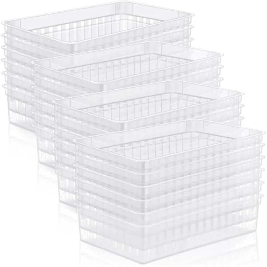

24 Pcs Plastic Storage Baskets for Classroom Organizing Small Pantry Storage Bins Rectangular Tray for Back to School Household