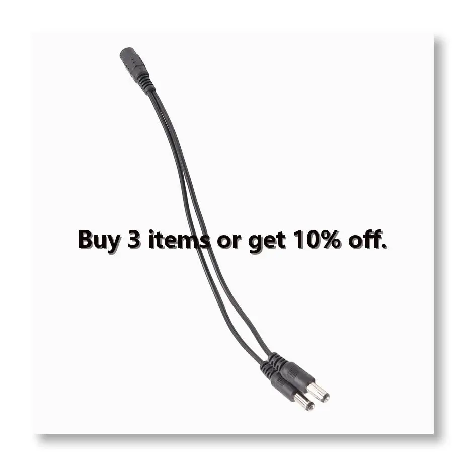 ●5.5x2.1mm 1 to 2 M/F DC Power Splitter Cable for Security CCTV Camera