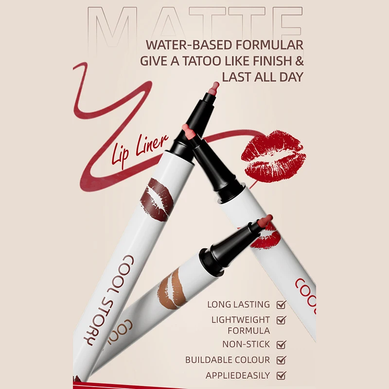 Benighty Liquid Lip Liner, Longwear Liquid Lip Liner, Benighty Lip Liner, Lip Liner Pencil, 2-in-1 Waterproof Liquid Lipstick