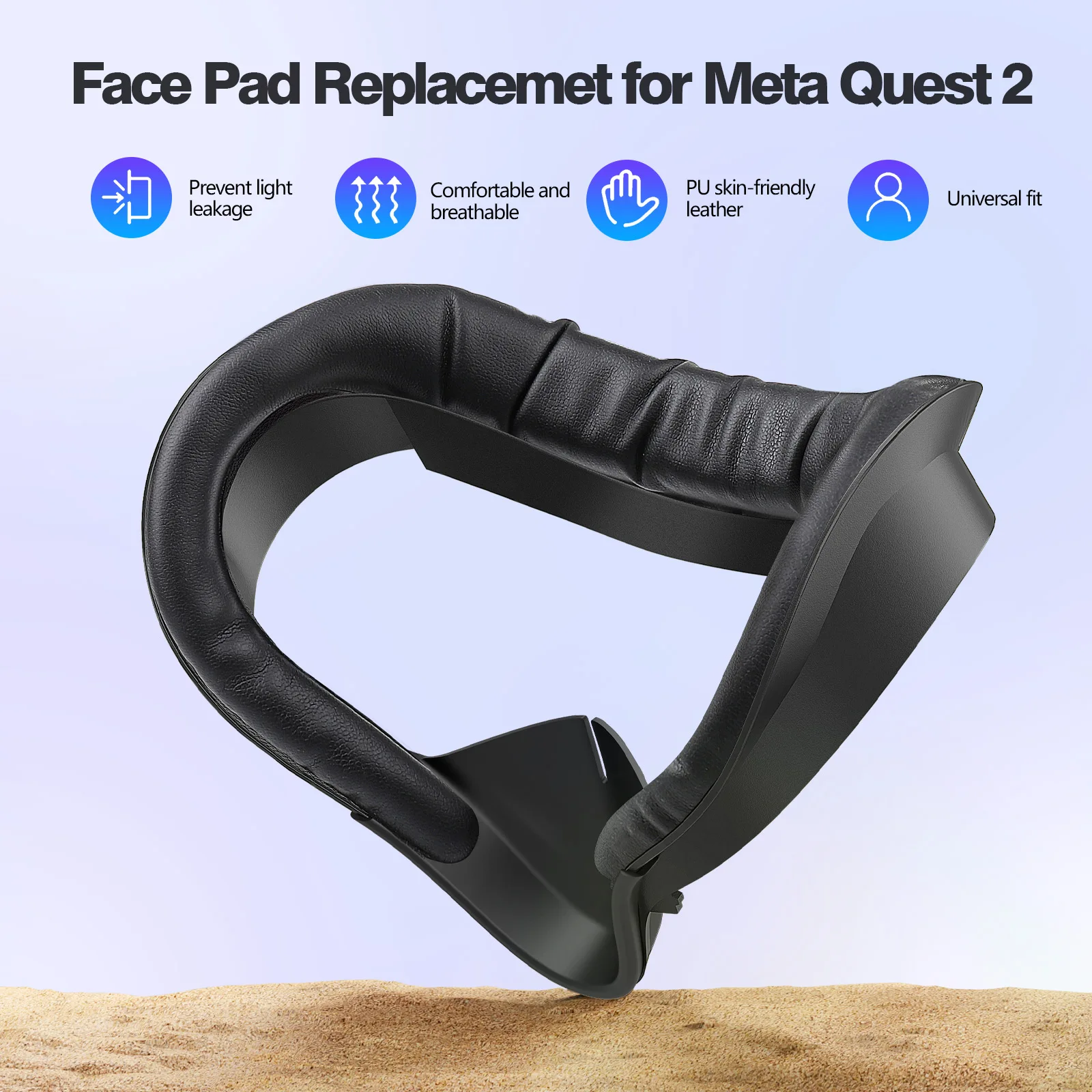 Atmungsaktive weiche Gesichtsmaske Ersatz für Oculus Quest 2/3/3S Gesichtsschnittstellenhalterung PU-Leder 3-in-1 für Meta Quest 2/3/3S – Detail 1