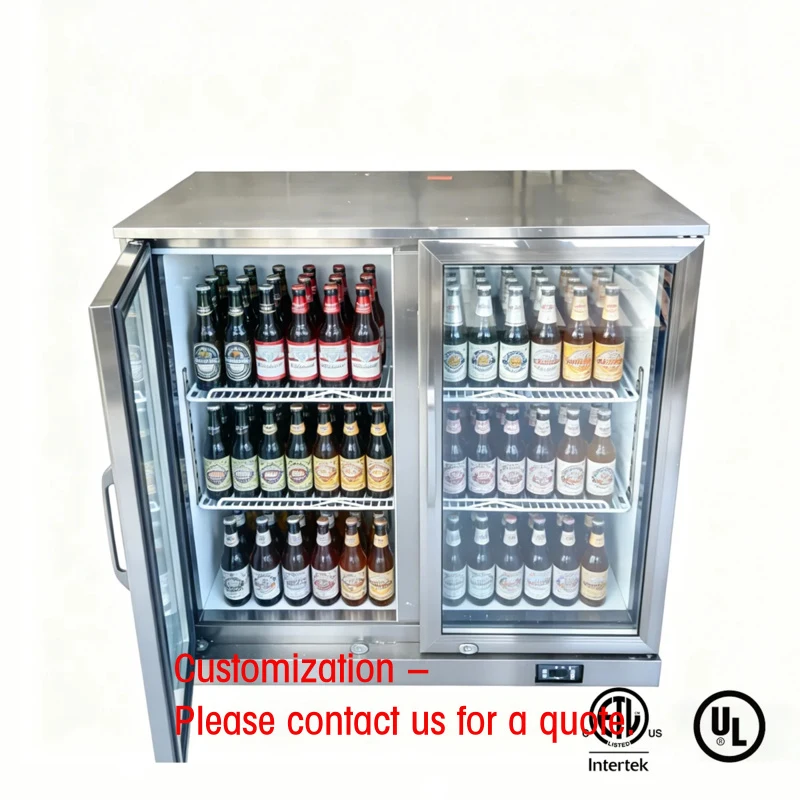 

custom.2-Door Single-Temperature Cooling Stainless Steel Beverage Display Cooler Automatic Defrost Parties