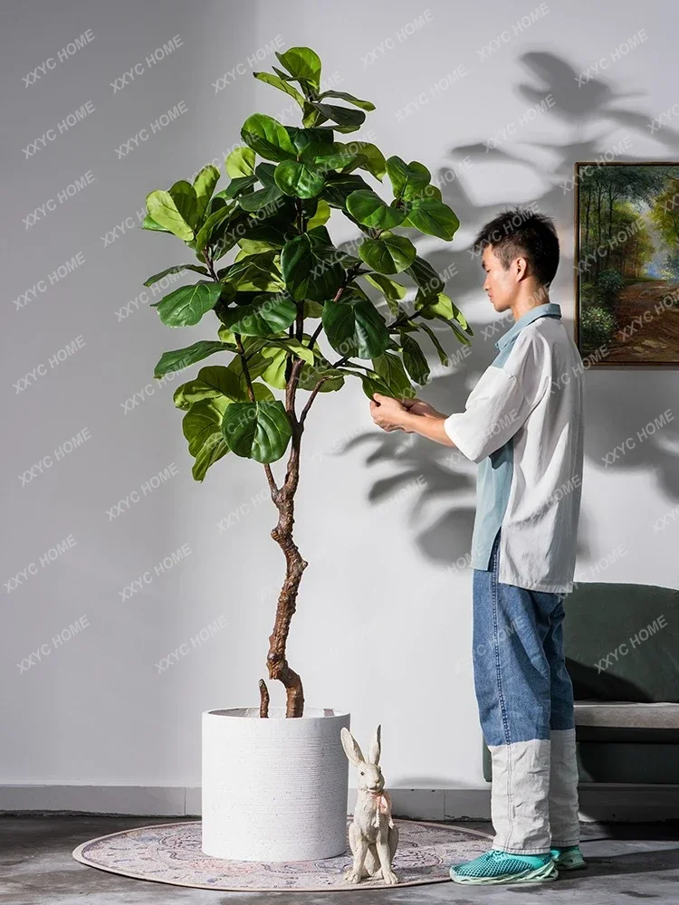 

Ficus Lyrata Tree Fake Trees Bionic Greenery Potted Landscaping Decoration home decoration accessories soportes para plantas