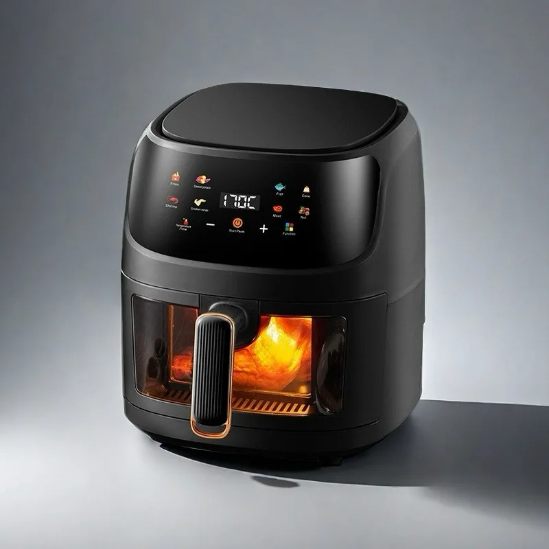 8L Visual Window Air Fryer Smart Color Touch Screen Multi Function Household Cooking Appliance