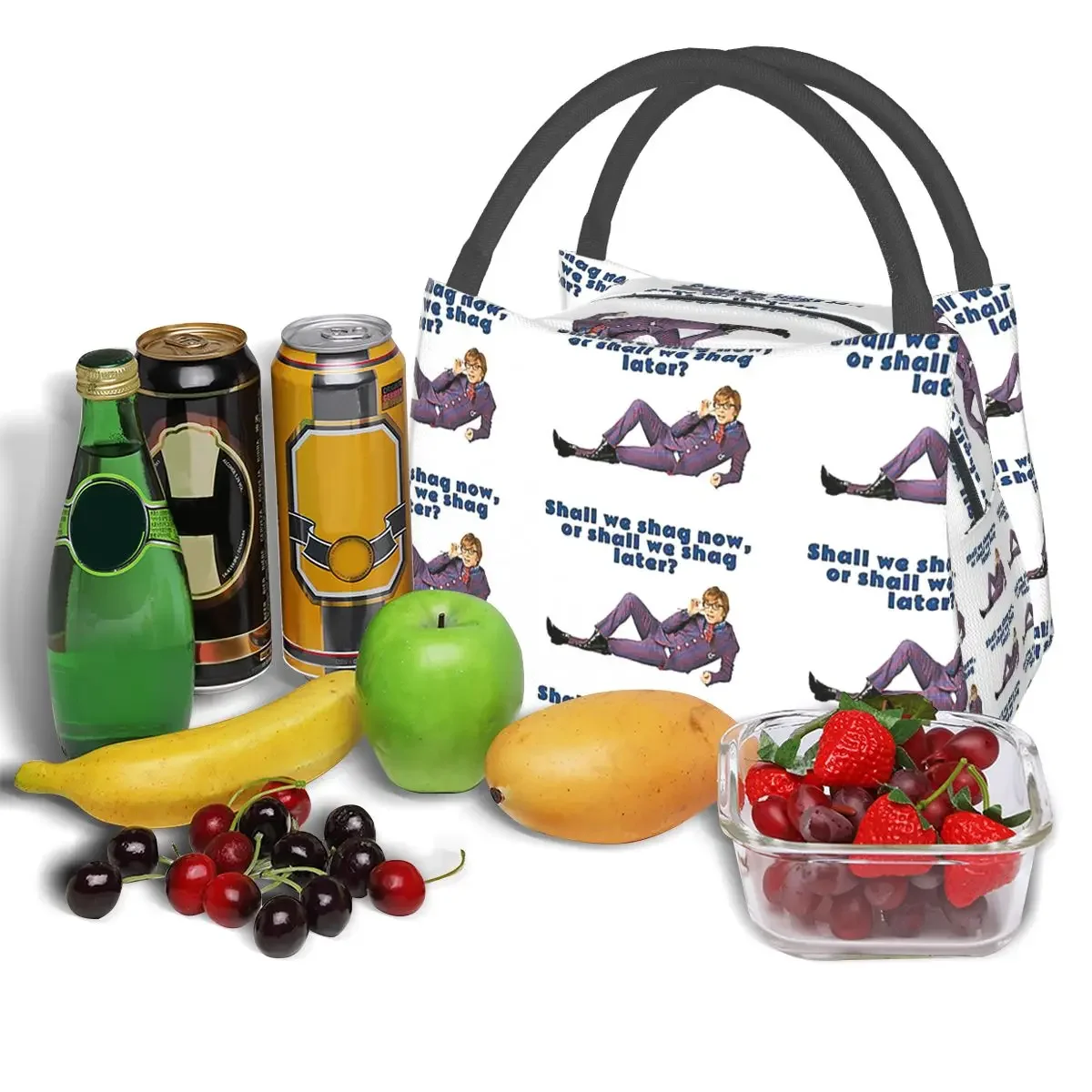 Austin Powers Lunch Bags Insulated Bento Box Leakproof Lunch Tote Picnic Bags Cooler Thermal Bag for Woman Student School image 5