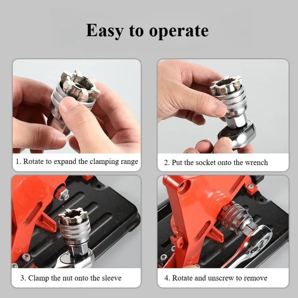 Adjustable Universal Sleeve 2 Inch 10-19 mm Hex Universal Socket Torque Ratchet Wrench Head Spanner Sleeve Tools - view 6