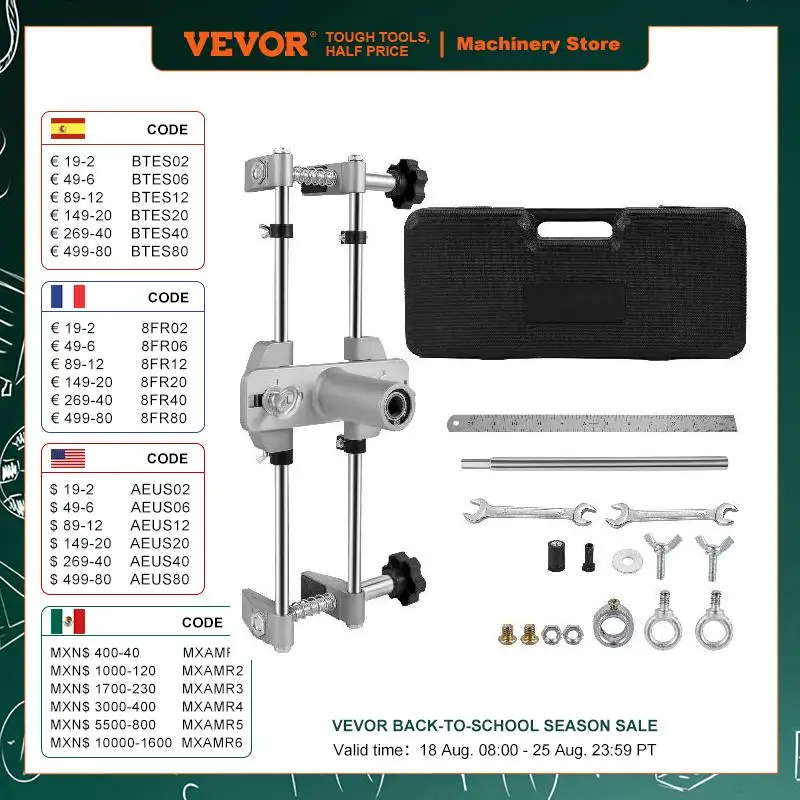 

VEVOR Door Jam Jig Kit Door Lock Mortise with 3PCS 18mm / 22mm / 25mm M10 Cutters Clamping Thickness 1.2in-2in for Lock Changing