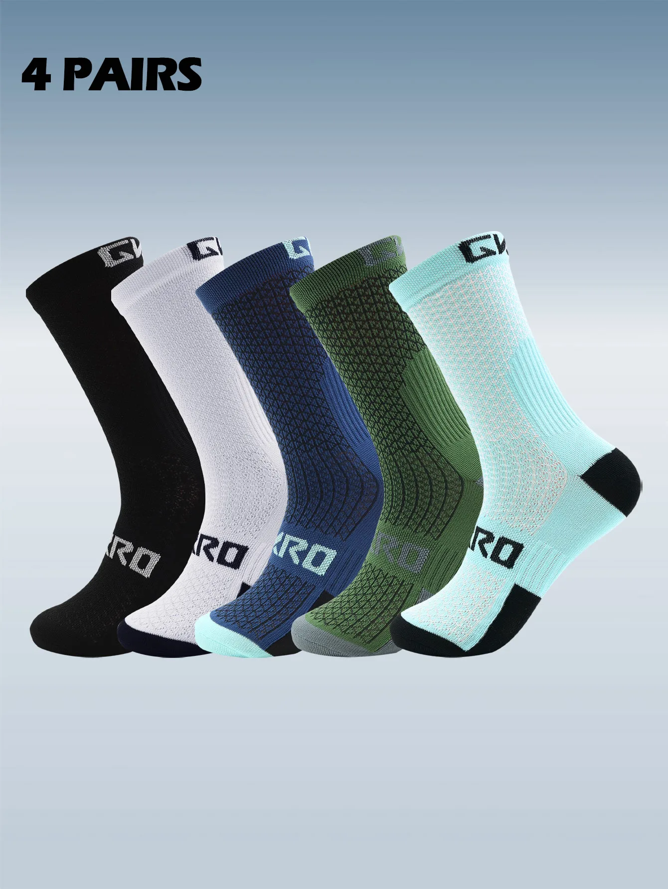 

4 Pairs Athletic Performance Cycling Socks for Men & Women, Suitable for Cycling, Running, Hiking Sport, Gym,Tennis, Golf, Worki