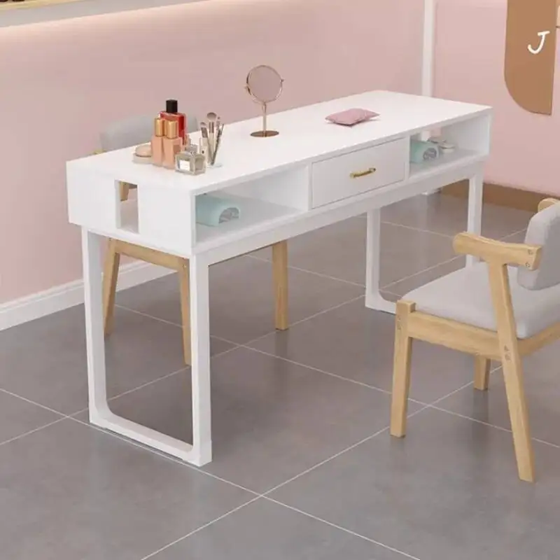 

Nordic Manicure Table Drawer Professionals Organizer Reception Cleaning Nail Desk Workstation Wooden Nageltisch Salon Furniture