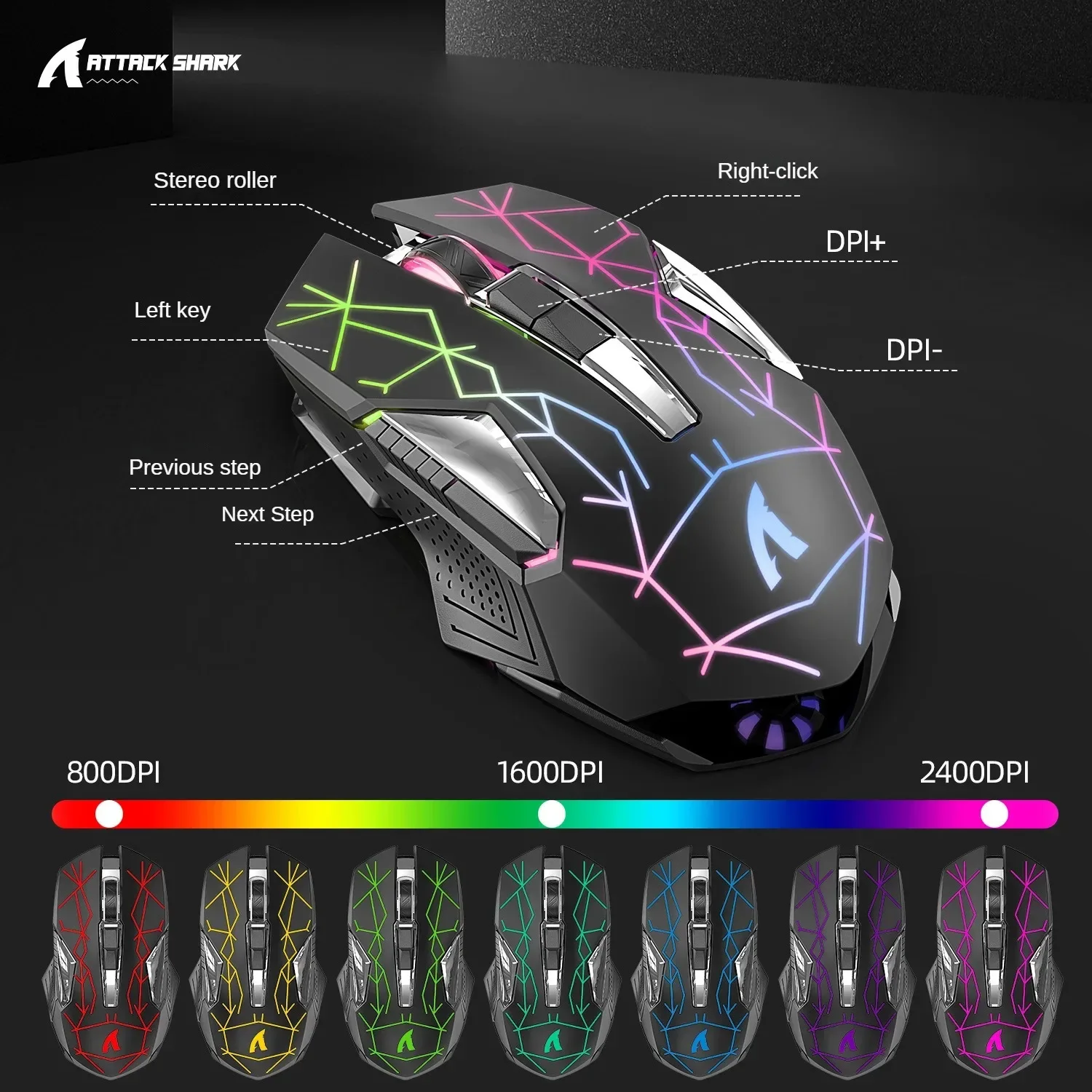 Attack Shark T3 RGB Wireless Keyboard and Mouse Kit Metal Panel Illuminated Keyboard Artificial Body Design Wireless Mouse