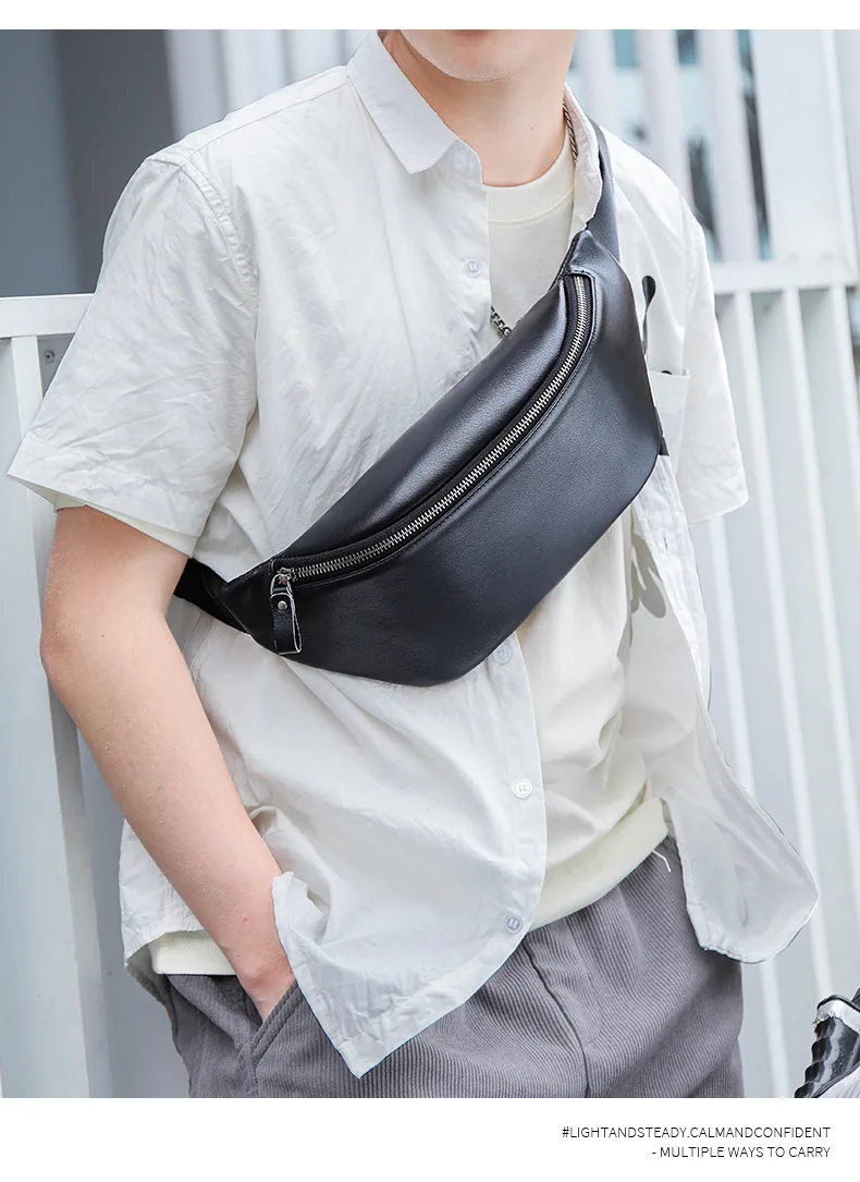 Vintage Men's Leather Chest Bag Casual Sports Crossbody Shoulder Bag