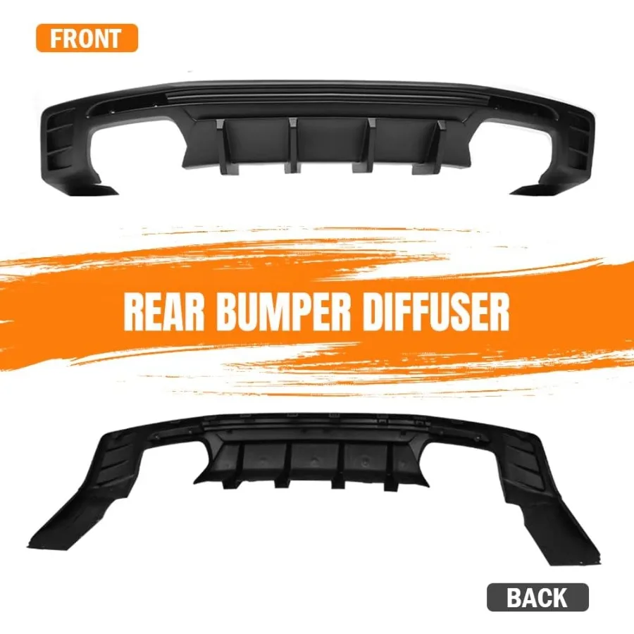 المصد الخلفي الناشر الشفاه متوافق مع 20162024 كامارو باستثناء ZL1 نموذج PP ماتي الأسود الخلفي السفلي الشفاه الستارة الفاصل 3 قطعة