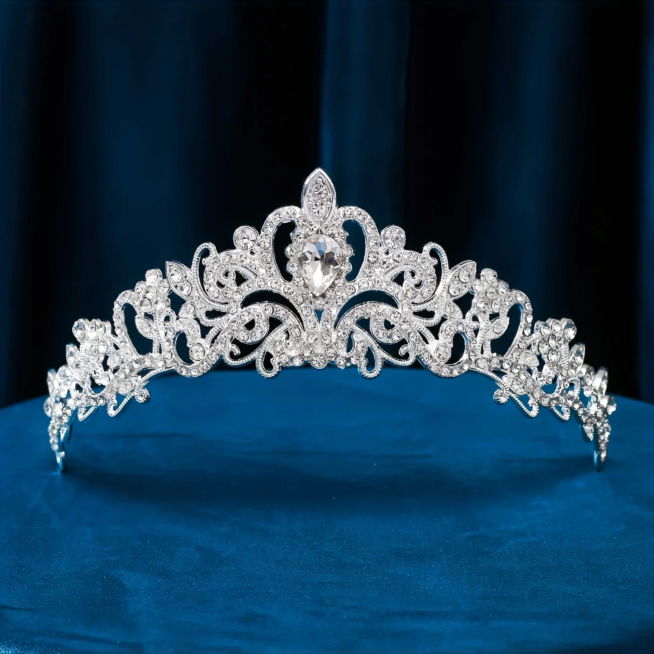 1pc Metal Zinc Alloy Fashion Party Hair Decoration White Rhinestone Hair Accessories Bride Crown Elegant Princess Tiara For Wome