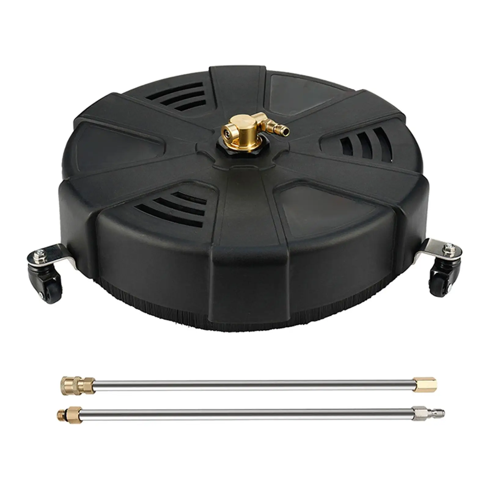 13 Inch Power Washer Surface Cleaner with 3 Wheels and 2 Extension Wands for Stubborn Stains on Flat Surfaces