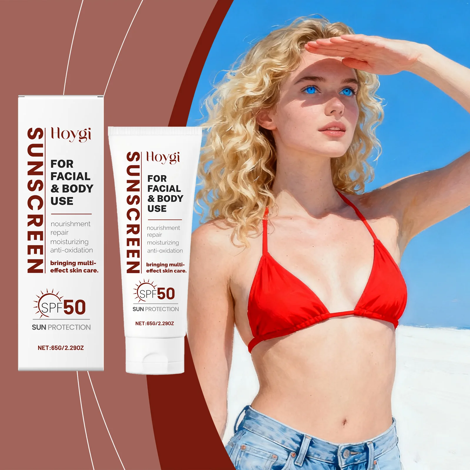 

Защитный крем Tallow, солнцезащитный крем SPF50, водостойкий и нежирный, UVA, UVB, увлажняющий солнцезащитный крем для лица и тела, 65 г